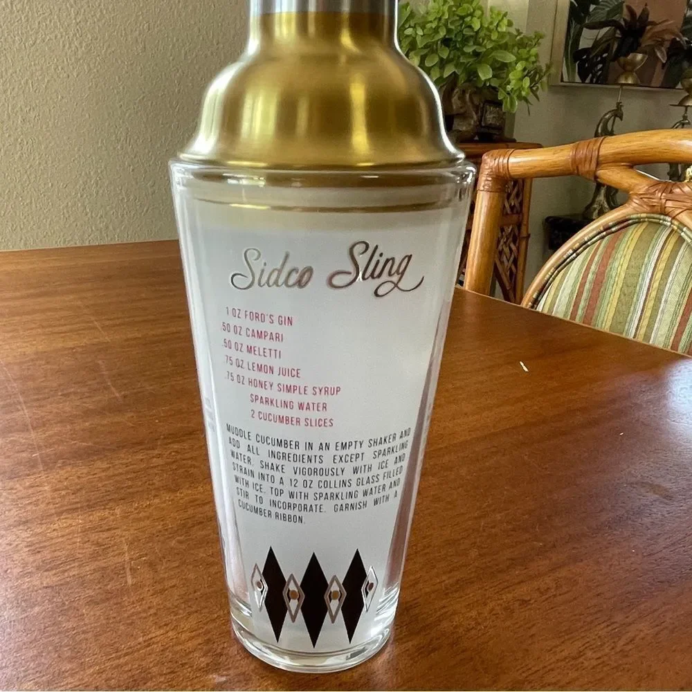 NWT Designworks Ink Cocktail Shaker - Gold Retro Recipes